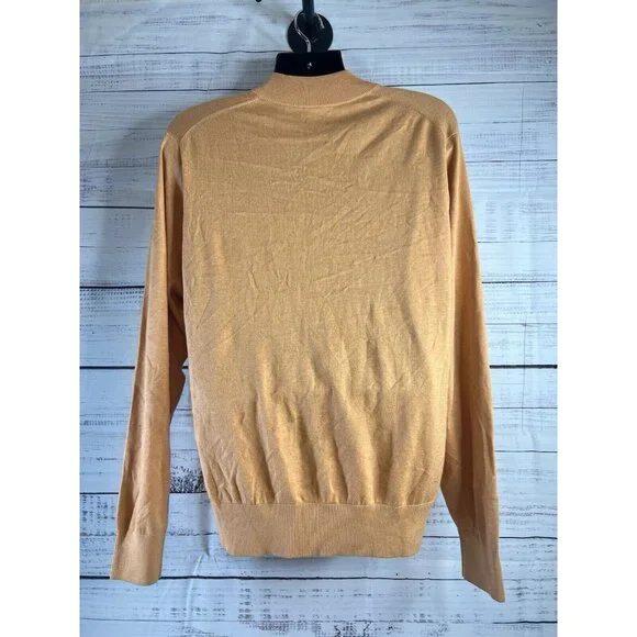 Peter Millar Sweater Mens Large Orange 1/4 Zip Pullover Cashmere Silk Cotton - Picture 4 of 12